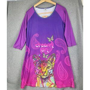 Brief Insanity Pink Purple Night Shirt Dream On Mountain Cat NWT S/M